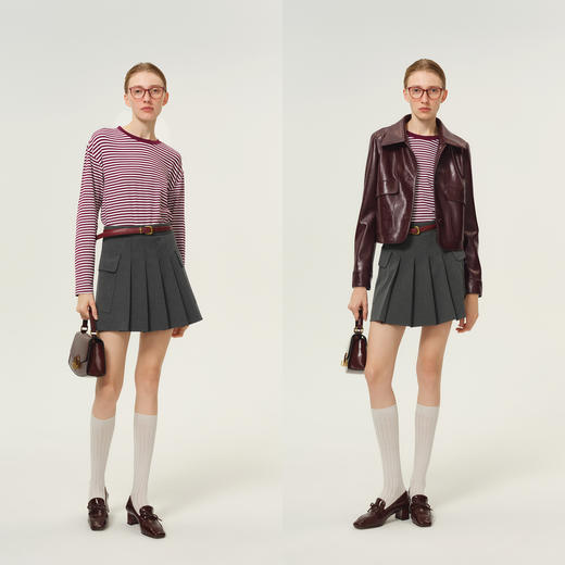 【积分换购不退货】【特惠不退货】伊芙丽圆领条纹T恤针织衫1FA601301 商品图1