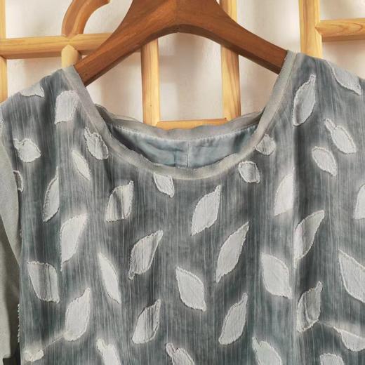 仅一件！【低价清仓】M码 文艺树叶印花收腰显瘦国风优雅长裙ZFYY021 商品图1