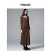 VIMAGE纬漫纪显瘦气质方领纽扣秋冬新款连衣裙V2407110 商品缩略图1