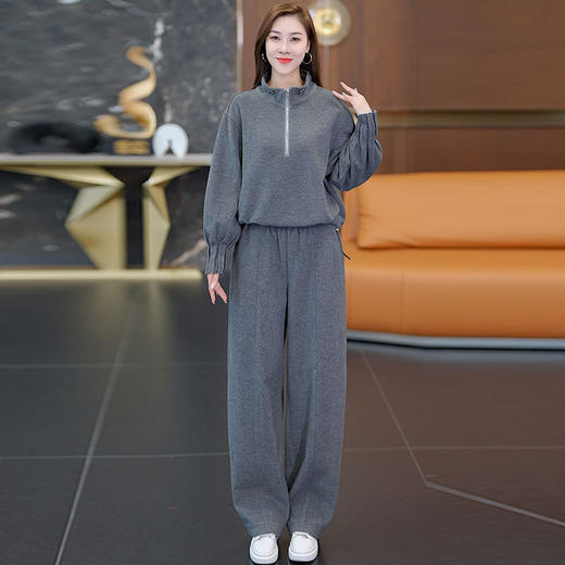 YM 8556-108时尚休闲运动服套装洋气减龄立领卫衣阔腿裤两件套 商品图2