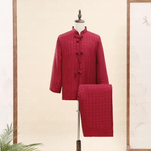 【福天华】寿服男棉套“百福图”（紫红）百年工艺寿衣 商品图1