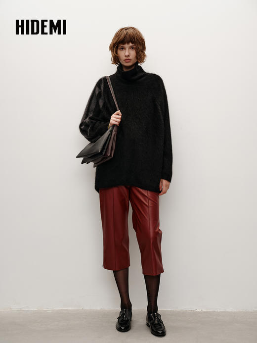 HIDEMI 大秀款进口绵羊皮极简6.5分裤喇叭皮裤 商品图7