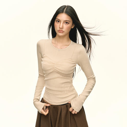 Ariseism 美式复古长袖T恤女秋季新款修身上衣 商品图3