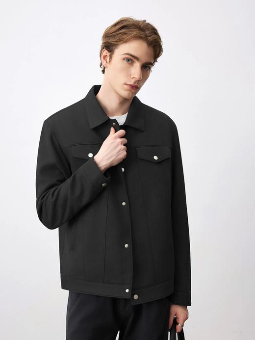 柏奥玛巴恩风男士夹克 | 垂感面料、上身柔软舒适、翻领设计搭配金属纽扣、尽显酷帅街头风、日常通勤百搭 商品图6