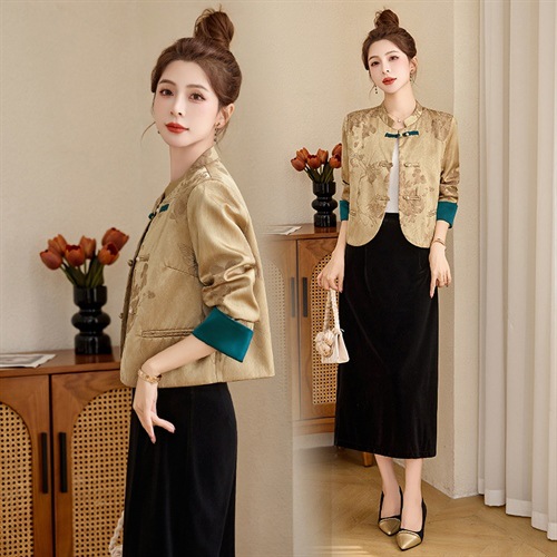 新款时尚气质新中式套裙两件套MY2561