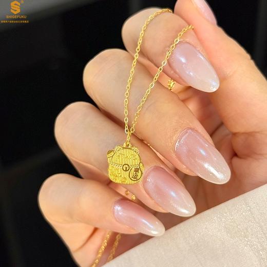 【品牌授权】【香港周六福】黄金钻石首饰足金内嵌足银CNC精雕招财猫吊坠（附赠K金项链） 商品图1