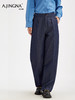 【商场同款】阿菁娜秋季新款棉汉麻牛仔长裤透气不软塌弯刀裤遮胯显瘦立体褶皱撞线设计A30Q110006 商品缩略图4