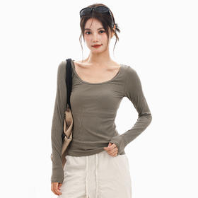 跃牌【周游世界】秋冬新款莫代尔韩系罗纹内搭上衣薄款修身短款长袖T恤TP0767