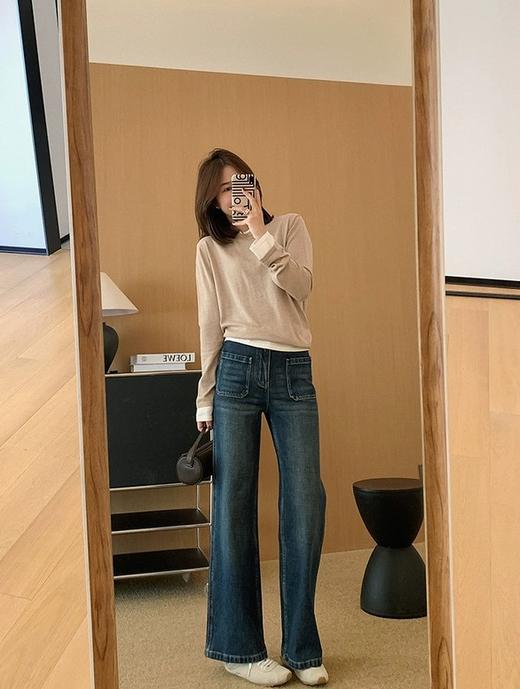 D家同款轻奢复古设计感四面弹微喇牛仔裤 商品图9