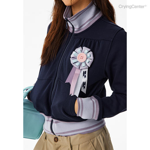 CryingCenter 修身休闲短款打褶 毛圈卫衣外套 哭喊中心 商品图0