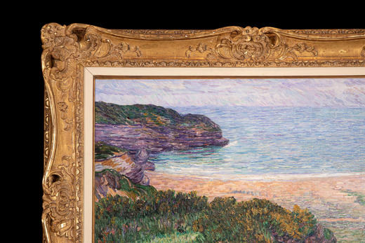 独角鹿西洋古董19世纪法国克罗藏画派著名画家Léon Detroy签名创作风景主题布面油画《海滨》 商品图2