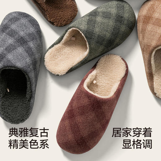【36-44码】男/女士冬季棉拖鞋女棉拖室内居家男拖鞋防滑经典格纹保暖【WG25108W/M】 商品图1
