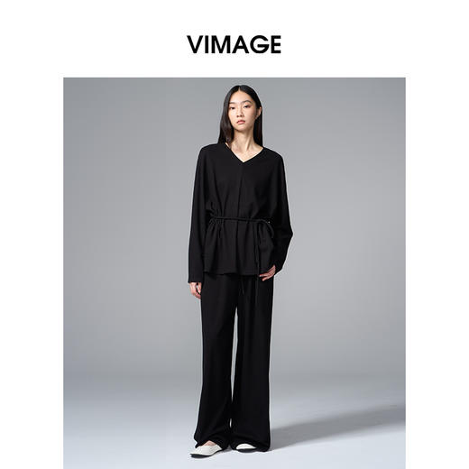 VIMAGE纬漫纪宽松显瘦加本布腰带设计秋冬新款小上衣V2413113 商品图0