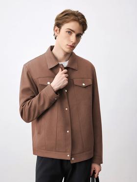 柏奥玛巴恩风男士夹克 | 垂感面料、上身柔软舒适、翻领设计搭配金属纽扣、尽显酷帅街头风、日常通勤百搭