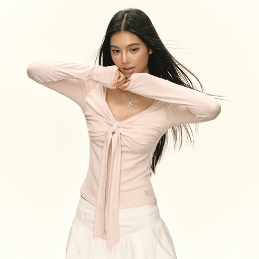 Ariseism 美式复古长袖T恤女秋季新款修身上衣 商品图3