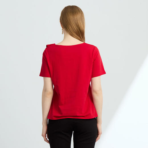 VIVIAN LIU薇薇安刘R2447316 夏季女装新款圆领短袖宽松针织T恤 商品图1