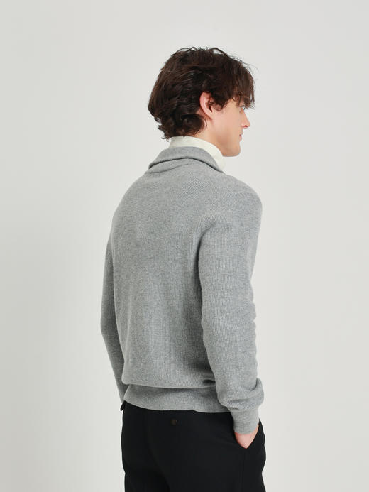 callisto海豚灰美丽诺羊毛海军领拉链毛衣 商品图4