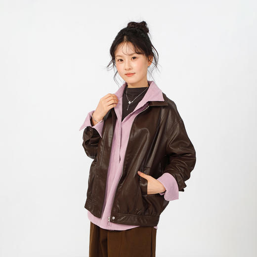 基本款立领皮衣外套-纪念日百货门店同款166844490 商品图2
