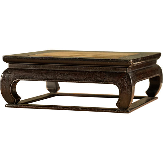 清	紫檀嵌云石束腰马蹄腿带托泥方形器座 商品图5