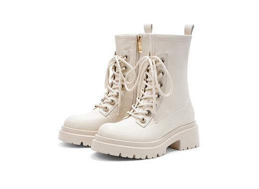 诺贝达2025年新款马丁靴时尚百搭圆头女靴厚底增高中筒靴RA258209 商品图1