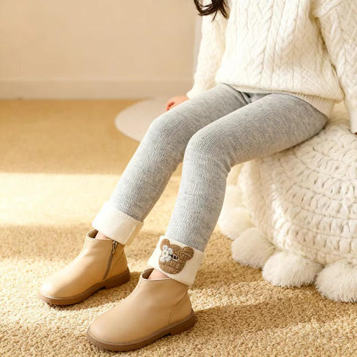 【39.9元2件】贝舒嘉女童深秋加绒打底可外穿长裤女孩秋冬新款可爱薄绒修身裤90-150 商品图10