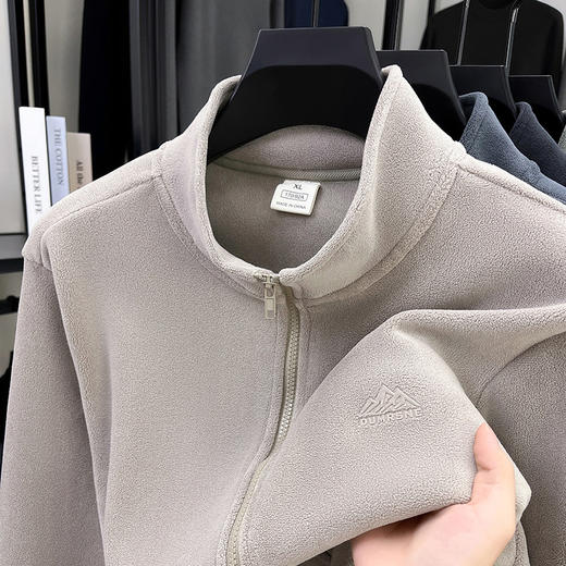 双面奥粒绒加厚男士立领卫衣外套秋冬季新款纯色休闲保暖拉链上衣 商品图1