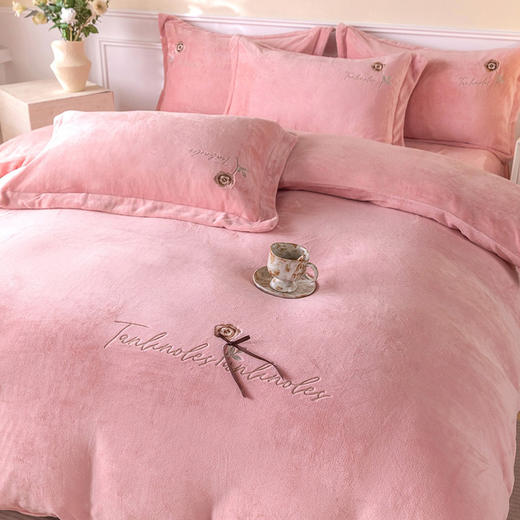 GRACE SPACE格调空间 牛奶绒床单四件套 秋冬绵软舒适保暖床单枕套床品 商品图9