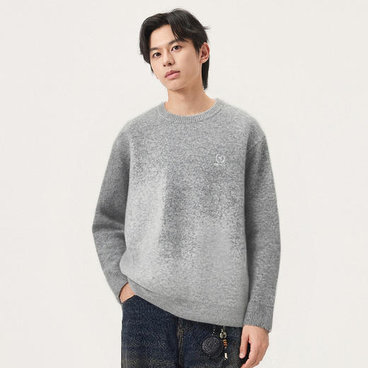 gxg.jeans男装 渐变花纱含羊毛休闲宽松圆领毛衣线衫 25年冬热卖 商品图1
