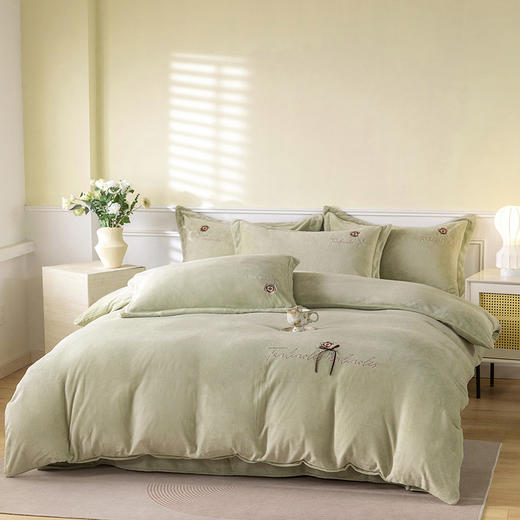 GRACE SPACE格调空间 牛奶绒床单四件套 秋冬绵软舒适保暖床单枕套床品 商品图2