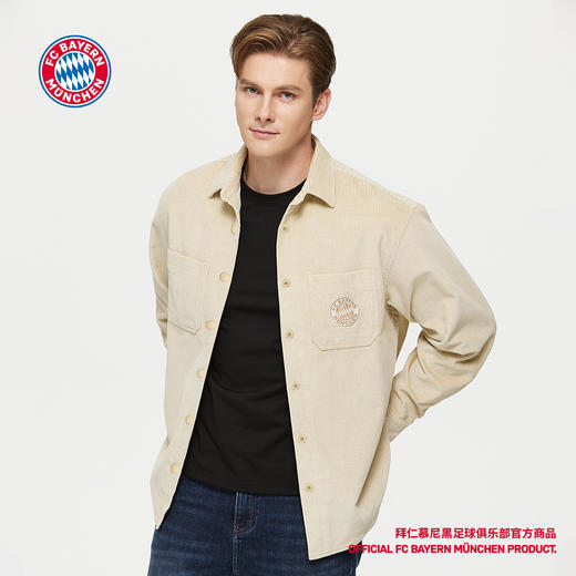 【官方正版】拜仁足球俱乐部丨秋冬新款米色外套棉感简约休闲夹克 商品图1