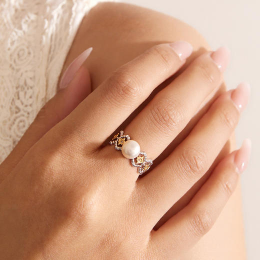 Manreya玛芮雅“星纹珠韵”淡水珍珠戒指|淡水珍珠，铜镀金 商品图3