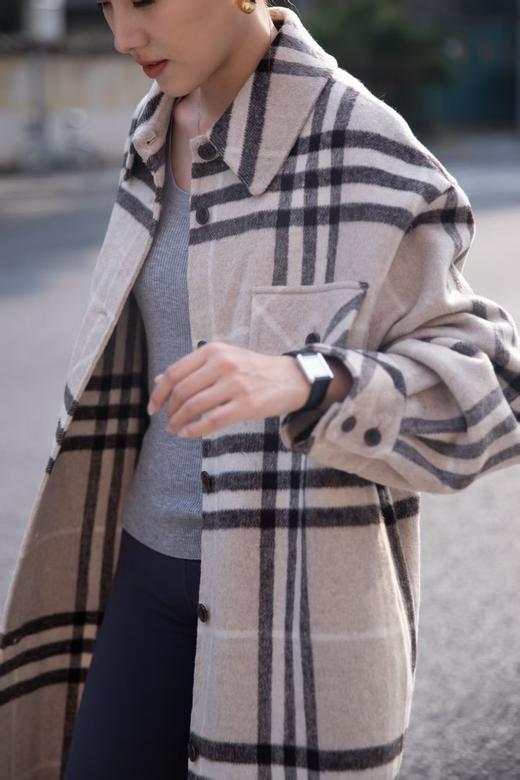 100％羊毛巴*莉同款羊毛格纹大衣 商品图3