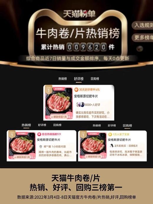 品牌直发158抢6盒到手1200g大黄鲜森进口原切安格斯谷饲200天肥牛片 天然牧场散养安格斯牛配料表只有牛肉 肥瘦均匀基地直邮 商品图5