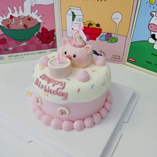 小猪可爱小动物卡通蛋糕-低糖处理无添加 商品图0