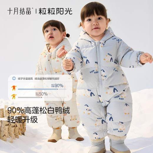粒粒阳光婴儿羽绒服冬季婴儿连体衣服冬季三防白鸭绒保暖 商品图1