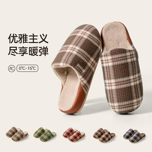 【36-44码】男士女士冬季棉拖经典格纹男拖鞋棉拖鞋女居家棉拖【WG25107W/WG25107M】 商品图0
