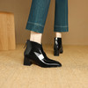 【预售5天】法式及踝靴秋冬新款欧美方头V口短靴粗跟金属扣加绒时装靴女NJMK&K1803 商品缩略图4