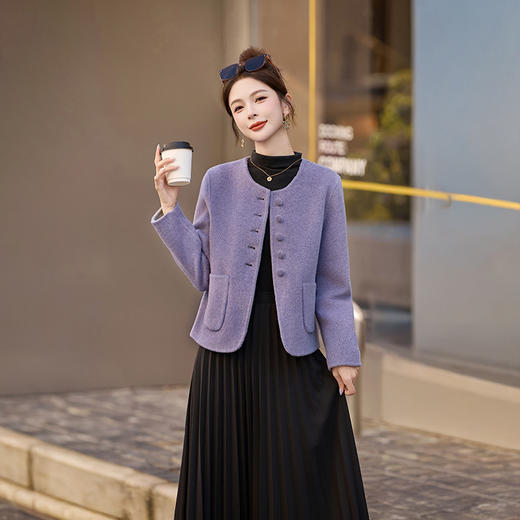 HR YJH5137韩系娃娃领双面羊毛大衣气质毛呢外套 商品图2