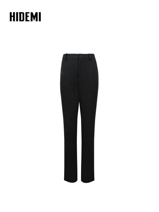 HIDEMI 进口绵羊毛加厚显瘦烟管神裤西装裤 黑色 商品图4