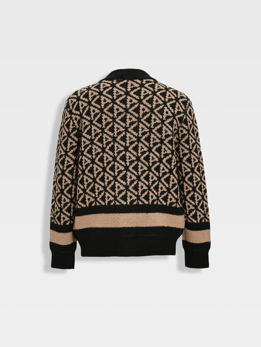 callisto雪茄棕绵羊毛时尚艺术花型开衫外套 商品图1