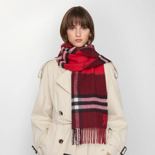 BURBERRY 巴宝莉 中性马术骑士徽标对比色格纹羊绒围巾 格子 8115314 C3383 商品图3