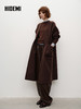 HIDEMI 进口山羊绒v领廓形系带长款浴袍大衣毛呢外套 炭灰色 商品缩略图1