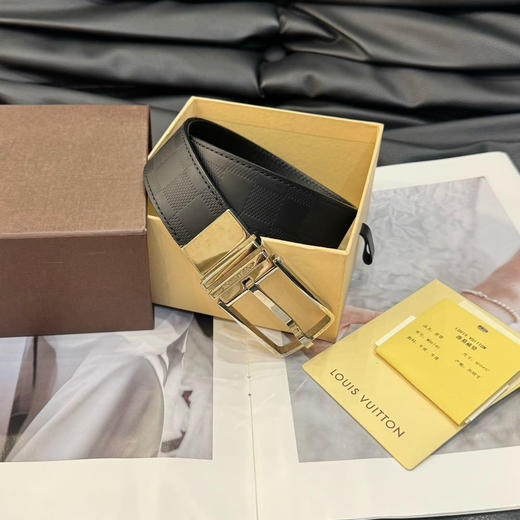 LV 棋盘格 黑男士 皮带 商品图0