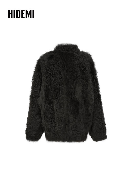 HIDEMI 大秀款进口西班牙羊羔毛卷毛v领皮毛一体大衣外套 高级灰 商品图8
