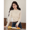 鹿向南「月光流萤」米白色半高领T恤打底衫女秋修身显瘦内搭上衣L58877 商品缩略图0