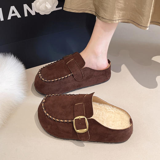 【YW】无忧购厚底包头勃肯棉拖鞋女冬季新款时尚百搭穆勒棉鞋半拖557（截单后3-5天发货） 商品图3