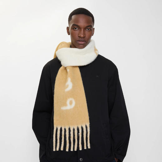 BURBERRY 巴宝莉 中性双面两用徽标装饰羊驼毛混纺围巾 驼色 8114082 A2021 商品图5