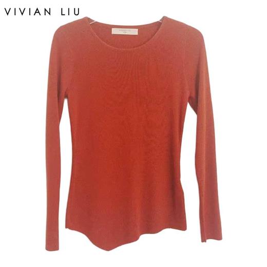 VIVIAN LIU薇薇安刘F2556305秋季女装新款一字领下摆不规则毛衣 商品图0