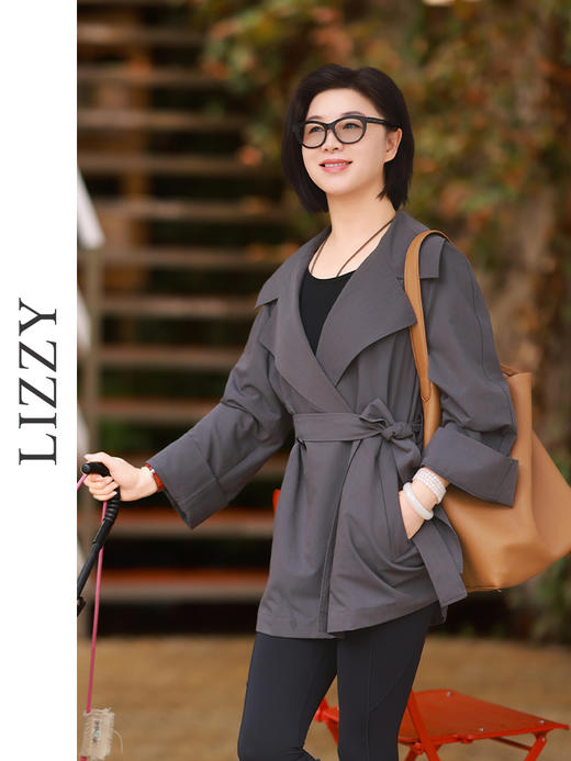 LIZZY都市休闲宽松减龄气质通勤短风衣8176 商品图2