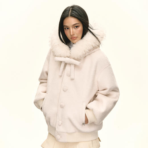 Ariseism 美式复古白色毛毛外套女秋季新款 商品图2